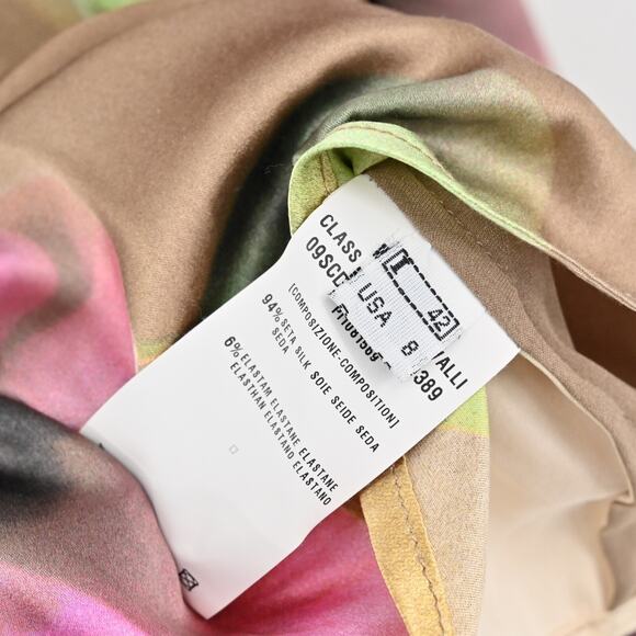 Vtg Y2k ROBERTO CAVALI Womens Silk Top Size 8 Floral Satin V Neck Button Fairy - Picture 7 of 13